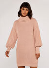 Cowl Neck Jumper Dress, Pink, large