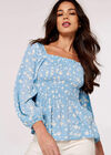 Ditsy Dot Smocked Top, Blue, large
