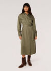 Utility Shirt Midi Dress, Khaki, large