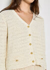 Shimmer Cotton Cardigan, Cream, large