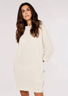 Ribbed Cocoon Mini Dress, Stone, large