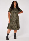 Curve Leopard Print Midi Dress, Khaki, large