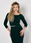 Cable Knit Cropped Jumper, Green, large