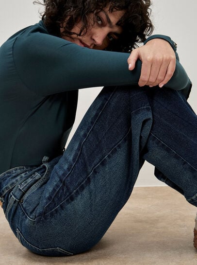 Zia Side Panel Wide Leg Jeans