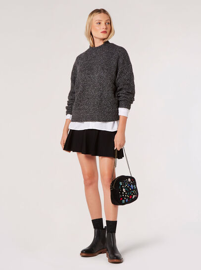 Plaited Knit Mock Neck Jumper