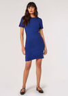 Stripe Panel Knitted Bodycon Mini Dress, Blue, large