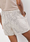 Sequin Embellished Shorts, Stone, large