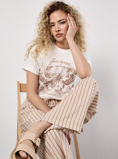 Wide Leg Stripe Trousers