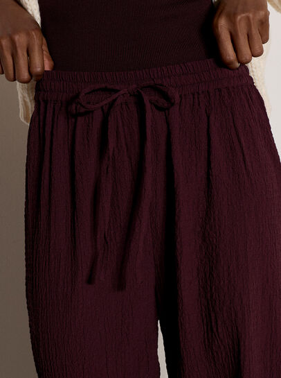 Crinkle-Textured Wide-Leg Joggers