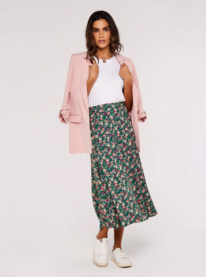 Ditsy Floral Print Midi Skirt