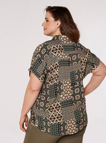 Curve Retro Patchwork Blouse