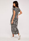 Abstract Print Crepe Wrap Dress, Black, large