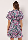 Painterly Floral Mini Dress, Navy, large