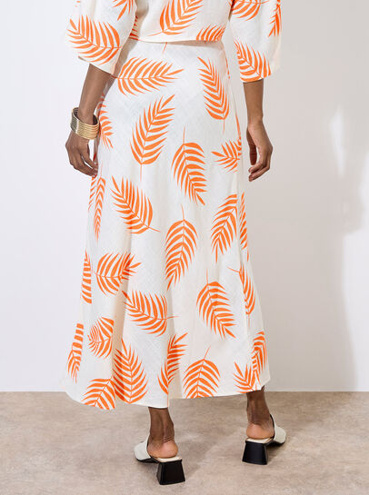 Tropical Leaf Bias Maxi Skirt