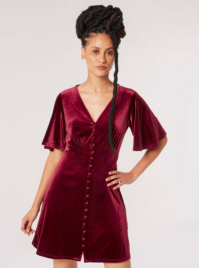 Velvet Button-Down Mini Dress
