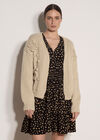 Rose Applique Chunky Knit Cardigan, Stone, large