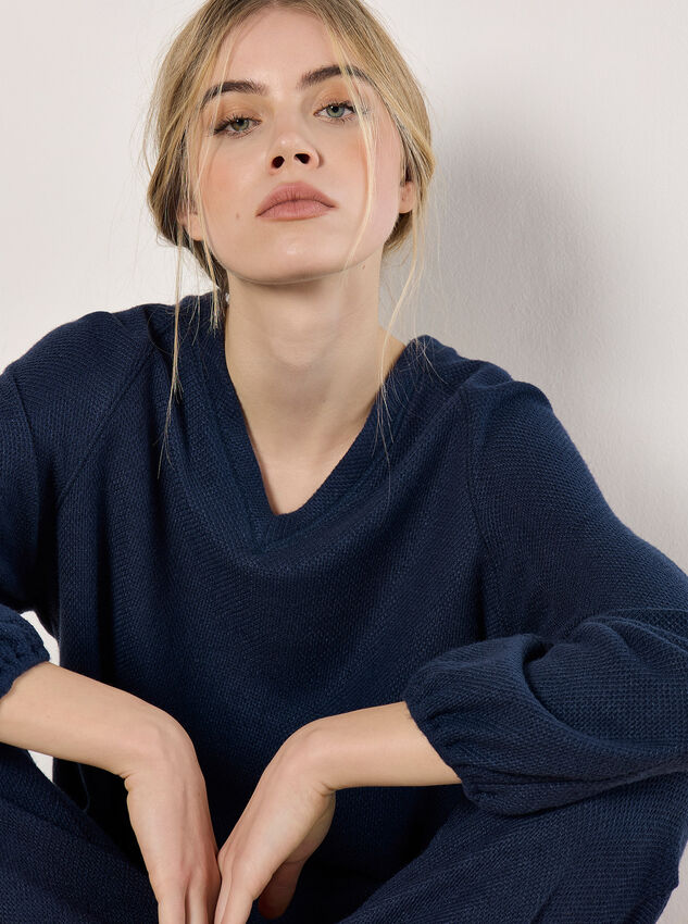 Soft Textured Top, Navy, large