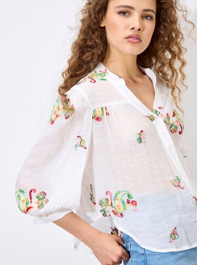 Floral Paisley Embroidered Blouse