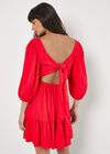 Chevron Texture Cut-Out Mini Dress, Red, large