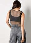Rhinestone Mesh Crop Top, Black, large