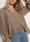 Textured Peplum Hem Blouse, Stone, large
