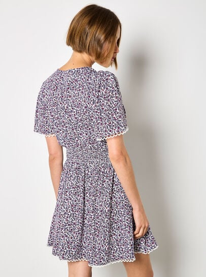 Ditsy Floral Gold Foil Mini Dress