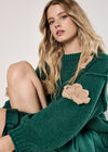 Applique Flower Chunky Knit Jumper, Green, large