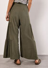 Tiered Wide-Leg Woven Trousers, Khaki, large