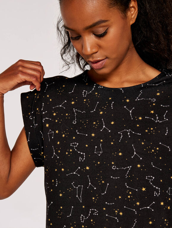 Constellation Short Sleeve Top, Black, large