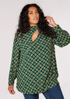 Curve Geometric Keyhold Blouse, Green, large