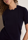 Scallop Knitted T-Shirt, Navy, large