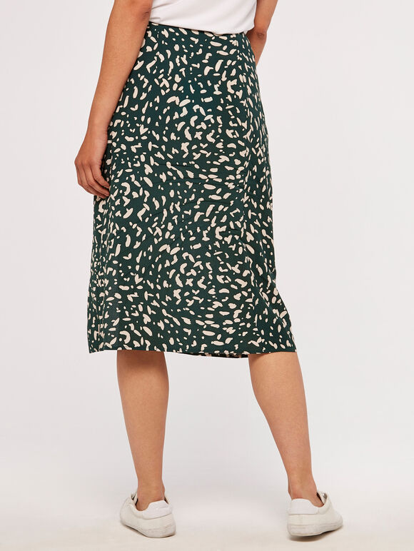 Brush Spot Wrap Skirt, Green, large