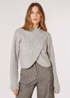 Cable Knit Wrap Jumper, Grey, large