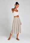 Crinkle Midi Skirt, Brown, large