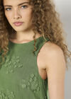 Floral Embroidered Shift Mini Dress, Green, large