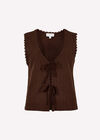 Pointelle Knit Waistcoat, Brown, large