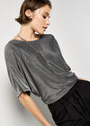 V Back Sparkle Top, Silver, large