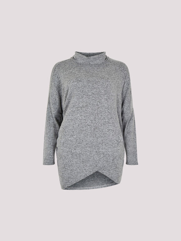 Soft Touch Wrap Tunic Top , Grey, large