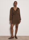 Polka Dot Chiffon Mini Dress, Brown, large