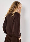 Chunky Cable Knit Jumper, Brown, large