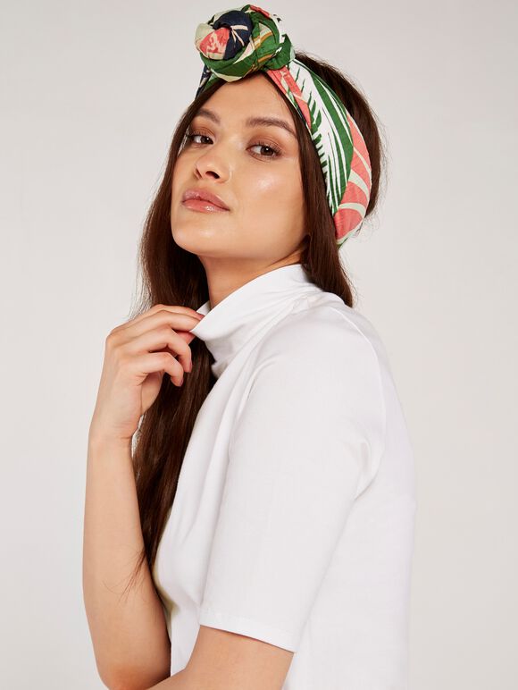 Mock Neck Top, White, large