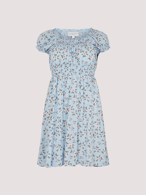 Orchid Milkmaid Mini Dress, Blue, large