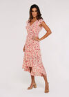 Floral Ruffle Midi Dress, Pink, large