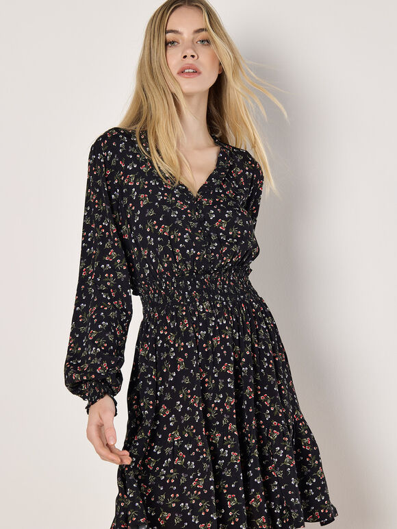 Ditsy Floral Mini Dress, Red, large