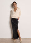 Rhinestone Stud Maxi Skirt, Black, large