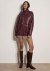 Oversized Faux Leather Jacket, Plum, large