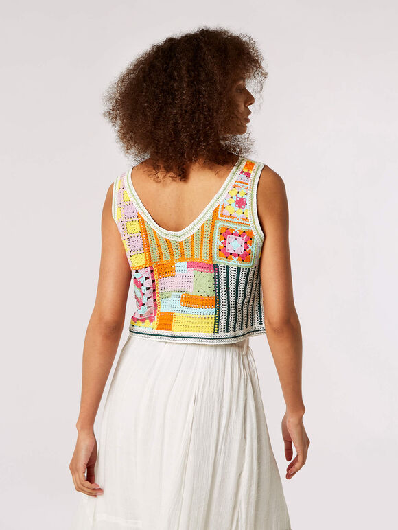 Patchwork Crochet Top, Stone, large