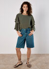 Layered Sleeve Top, Khaki, large