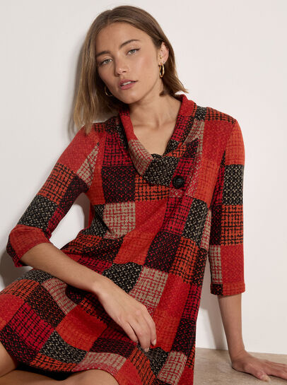 Textured Check Knit Midi Dress