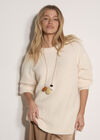 Soft Boucl&eacute; Oversized Long Jumper, Cream, large